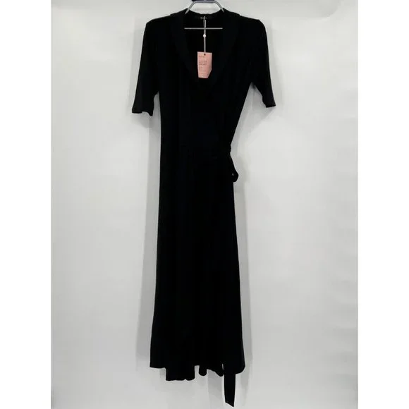 Quince | Dresses | Quince Womens Black Tencel Jersey True Wrap Dress Midi  Sz L Nwt Short Sleeve | Poshmark